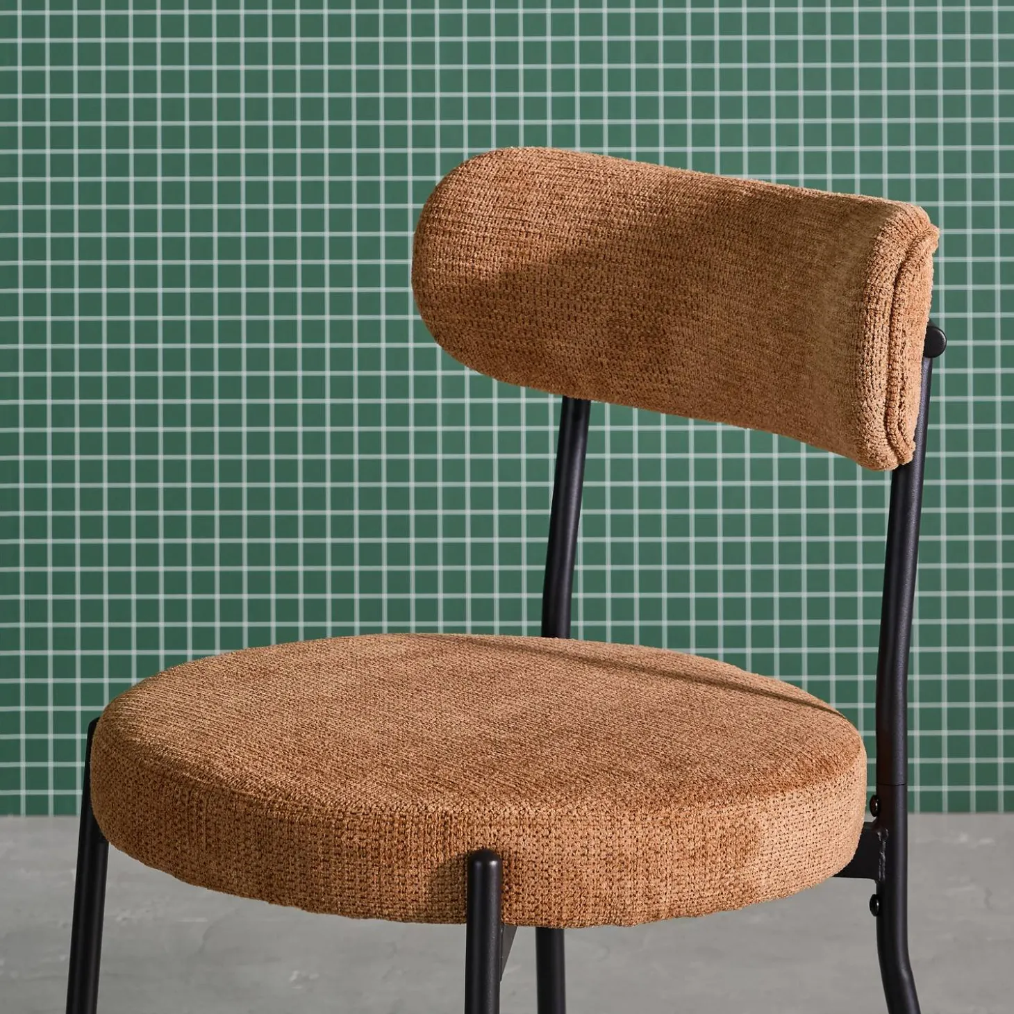 Metaal en chenille stof stoel (set van 2)