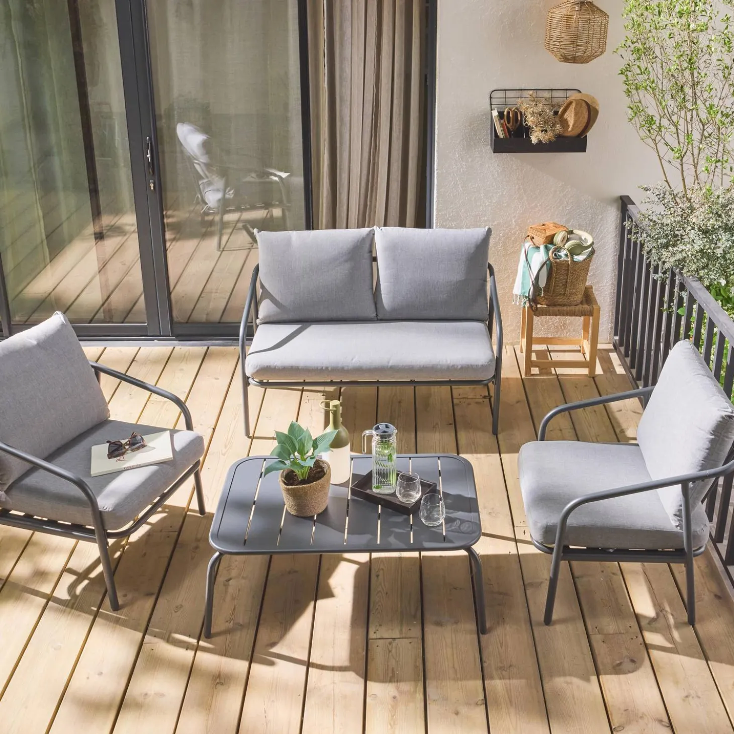 Metalen loungeset, 4 zits