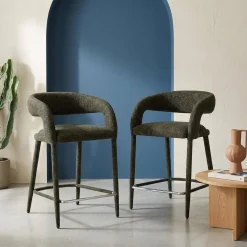 Moderne barkruk van stof (set van 2)