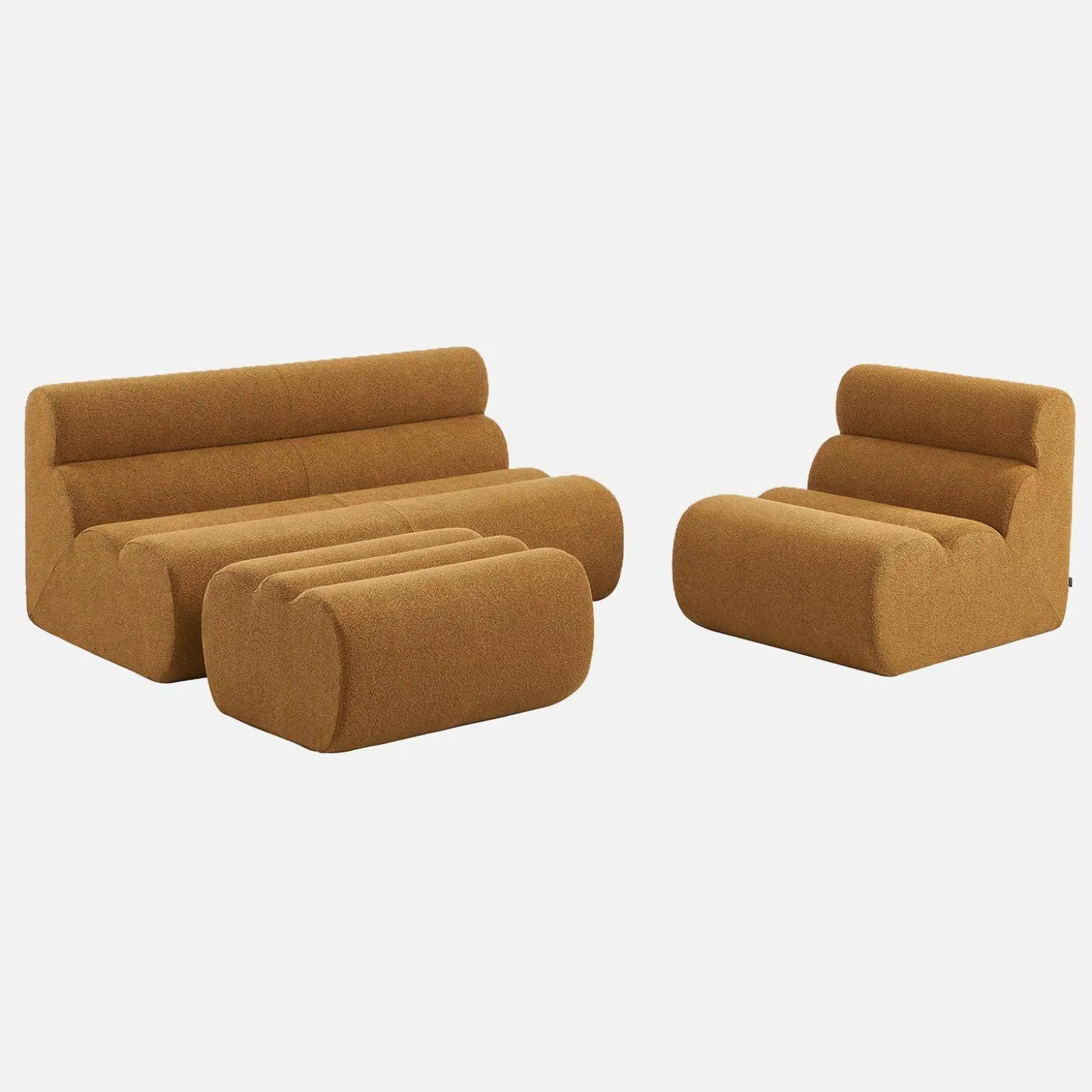 Modulaire bank getextureerde bouclé 3 zitplaatsen met voetenbankje