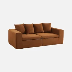 Modulaire bank van chenille stof met 3 zitplaatsen