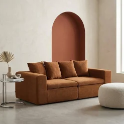 Modulaire bank van chenille stof met 3 zitplaatsen