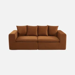Modulaire bank van chenille stof met 3 zitplaatsen