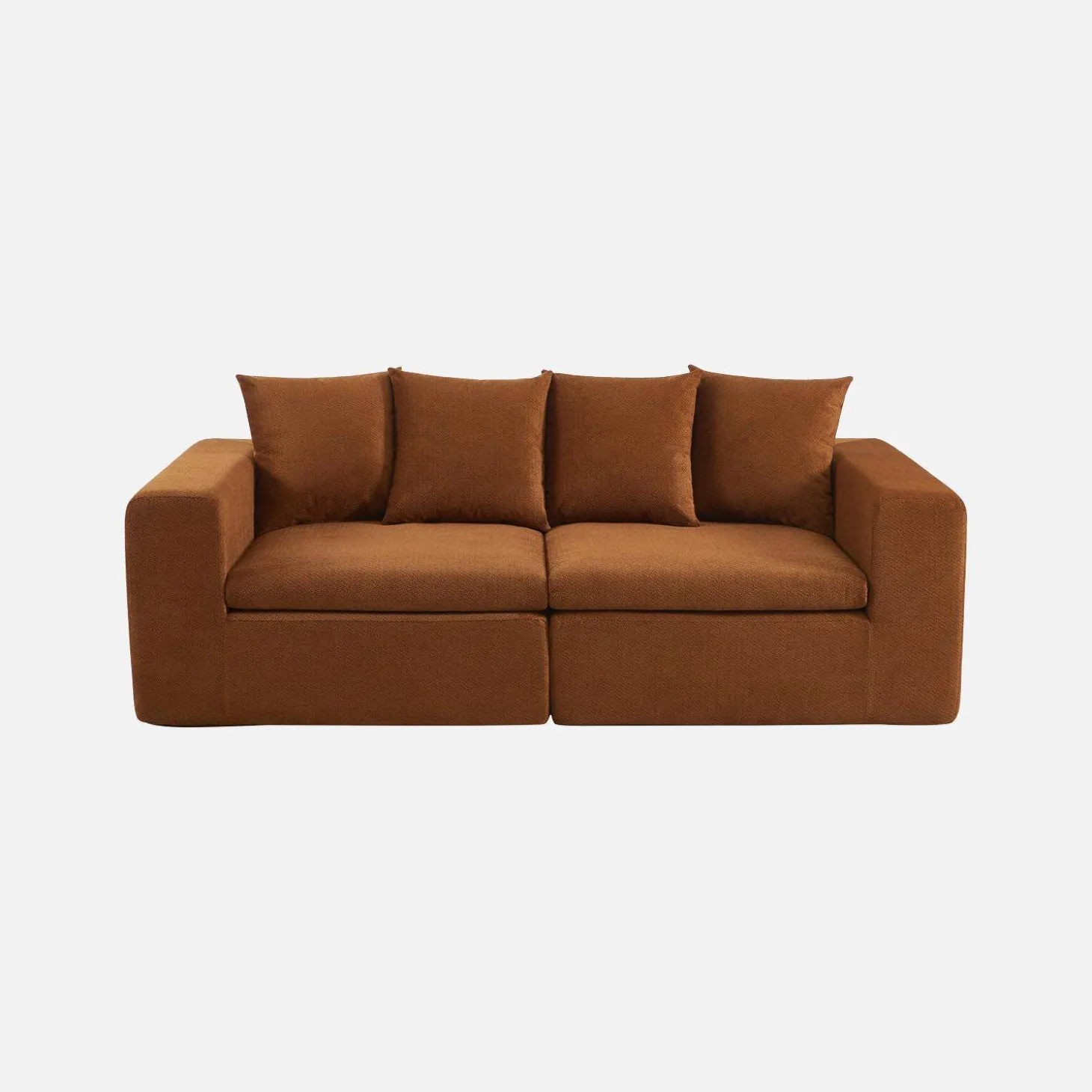 Modulaire bank van chenille stof met 3 zitplaatsen