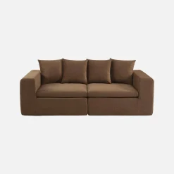 Modulaire bank van chenille stof met 3 zitplaatsen