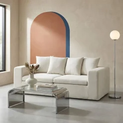 Modulaire bank van chenille stof met 3 zitplaatsen