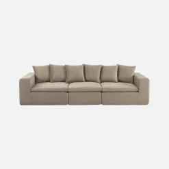 Modulaire bank van chenille stof met 4 zitplaatsen