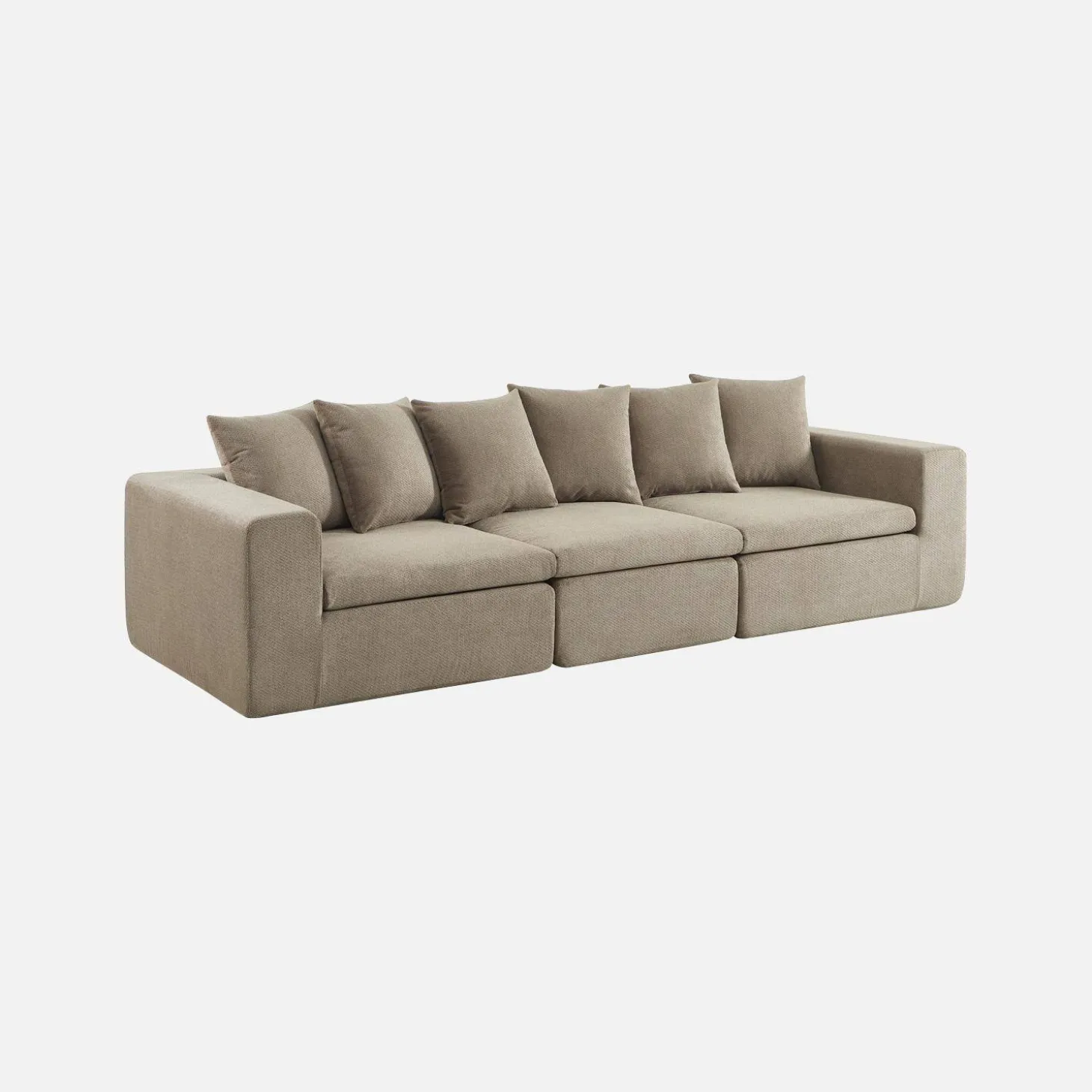 Modulaire bank van chenille stof met 4 zitplaatsen