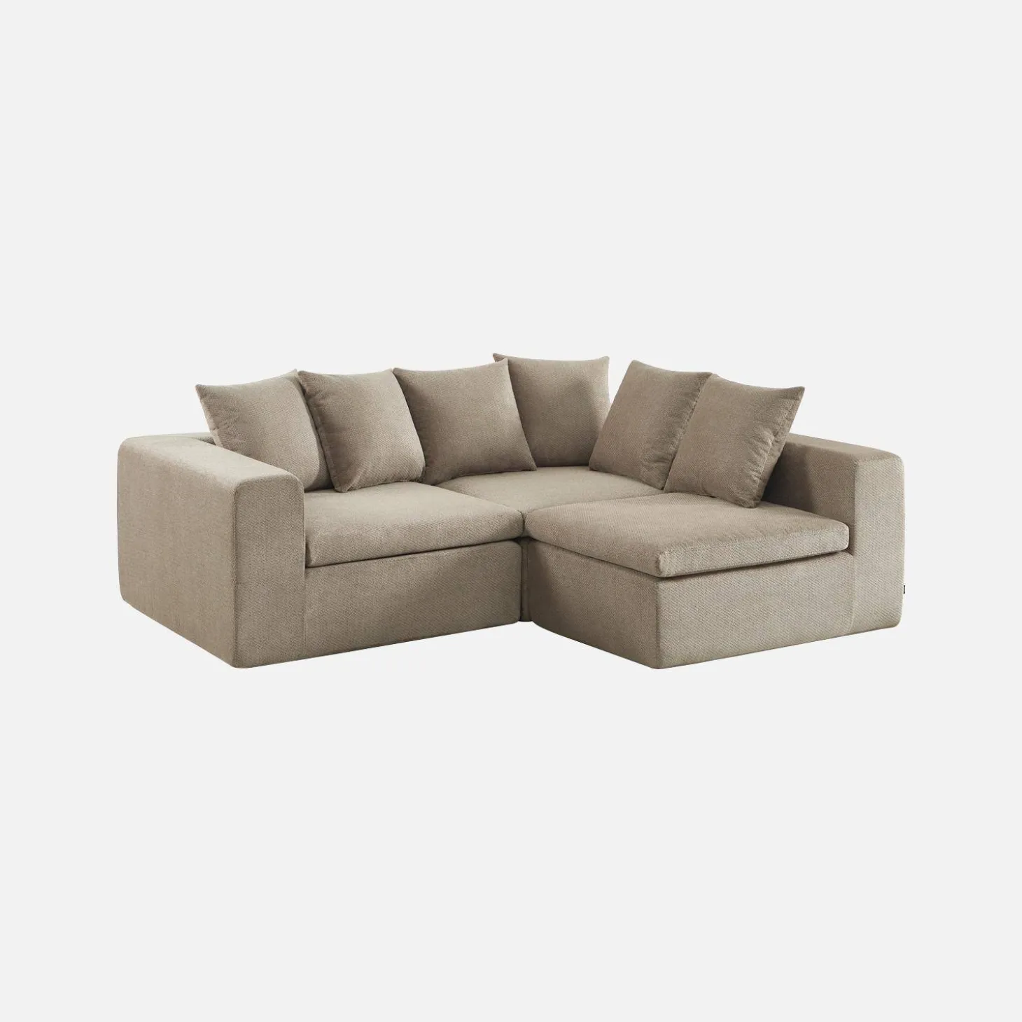 Modulaire bank van chenille stof met 4 zitplaatsen