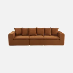 Modulaire bank van chenille stof met 4 zitplaatsen
