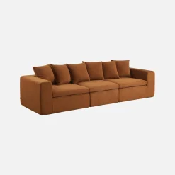Modulaire bank van chenille stof met 4 zitplaatsen