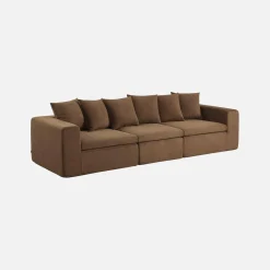 Modulaire bank van chenille stof met 4 zitplaatsen