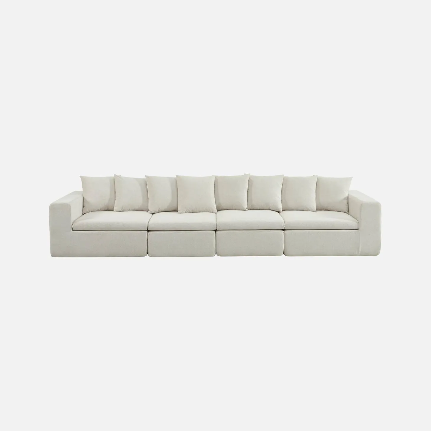 Modulaire bank van chenille stof met 5 zitplaatsen