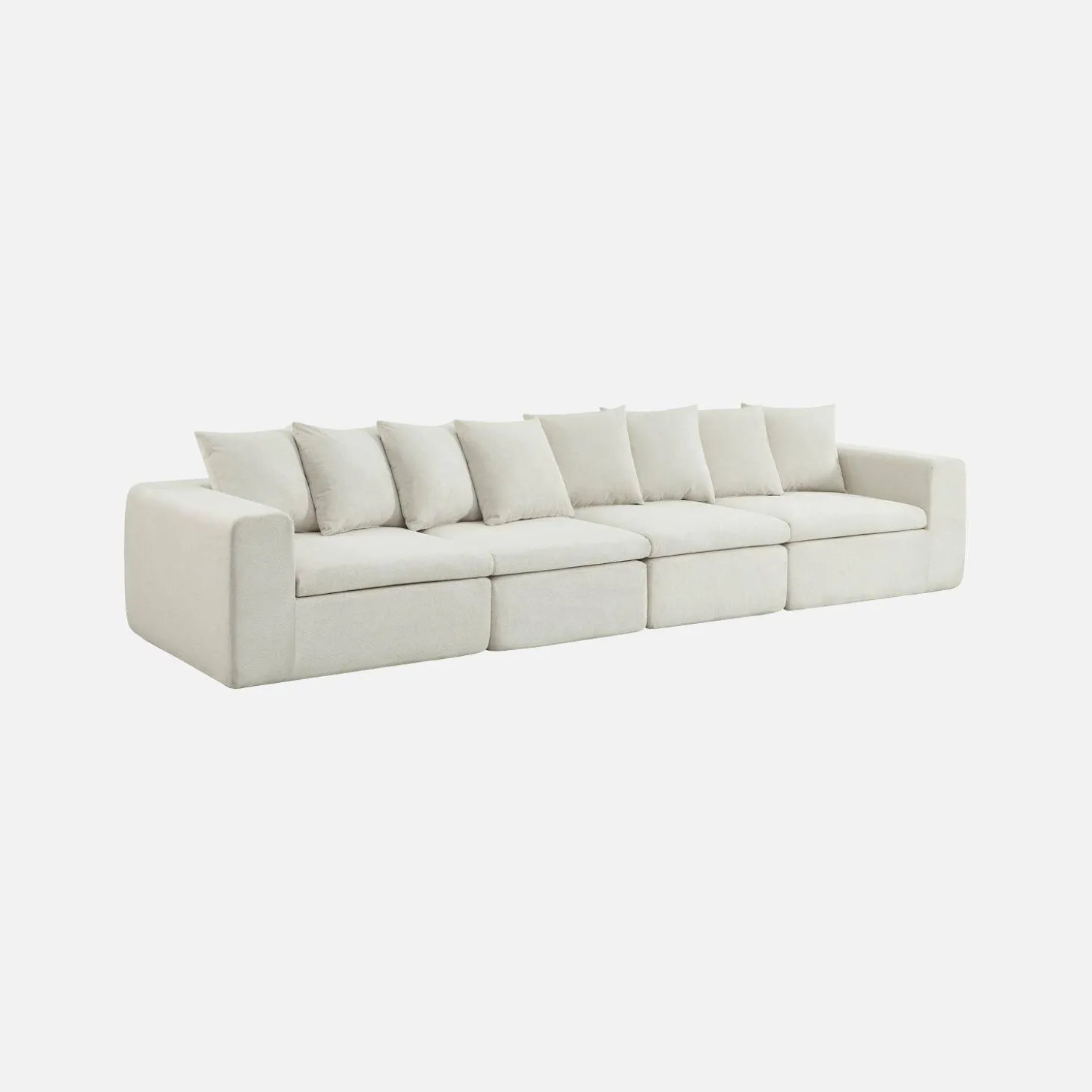 Modulaire bank van chenille stof met 5 zitplaatsen