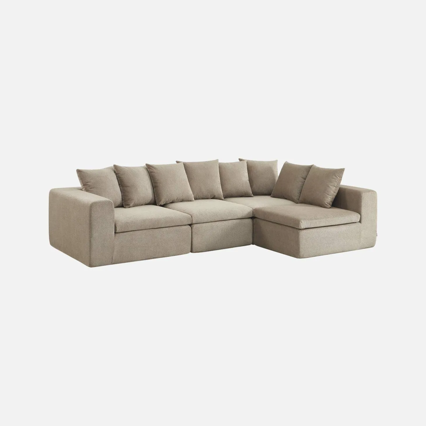 Modulaire bank van chenille stof met 5 zitplaatsen