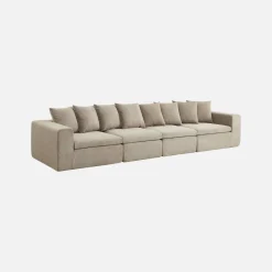 Modulaire bank van chenille stof met 5 zitplaatsen