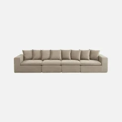 Modulaire bank van chenille stof met 5 zitplaatsen