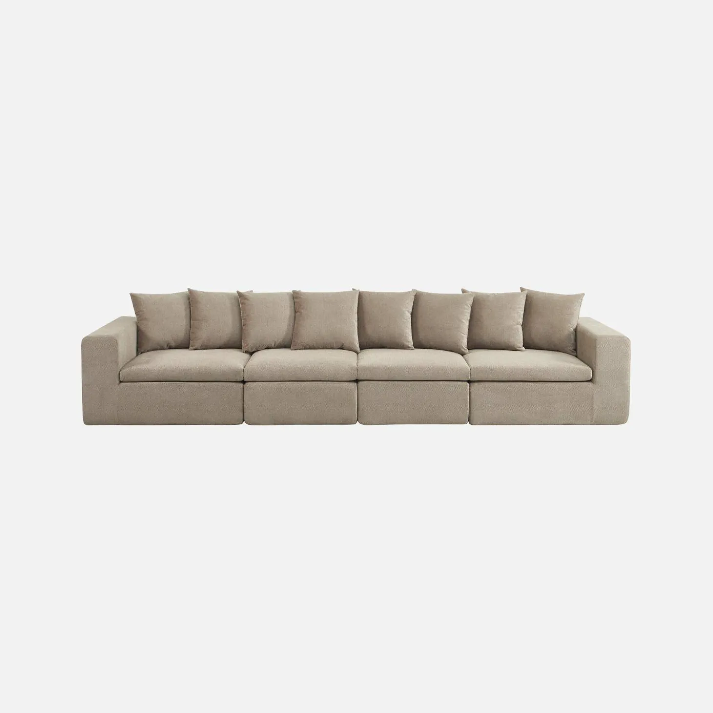 Modulaire bank van chenille stof met 5 zitplaatsen