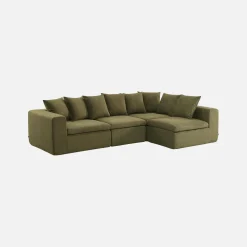 Modulaire bank van chenille stof met 5 zitplaatsen
