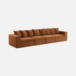 Modulaire bank van chenille stof met 5 zitplaatsen