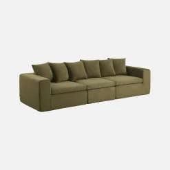 Modulaire bank van chenille stof met 4 zitplaatsen