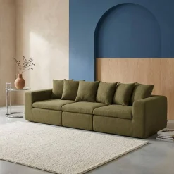 Modulaire bank van chenille stof met 4 zitplaatsen