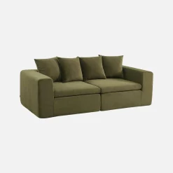 Modulaire bank van chenille stof met 3 zitplaatsen