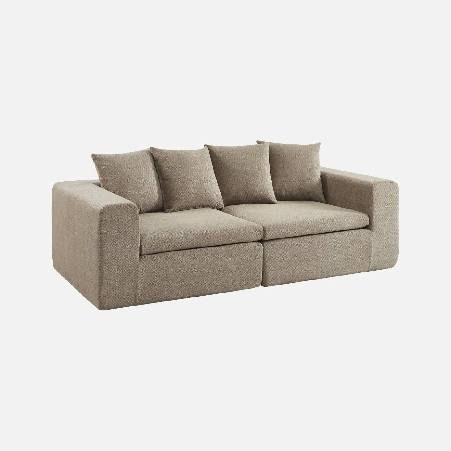 Modulaire bank van chenille stof met 3 zitplaatsen
