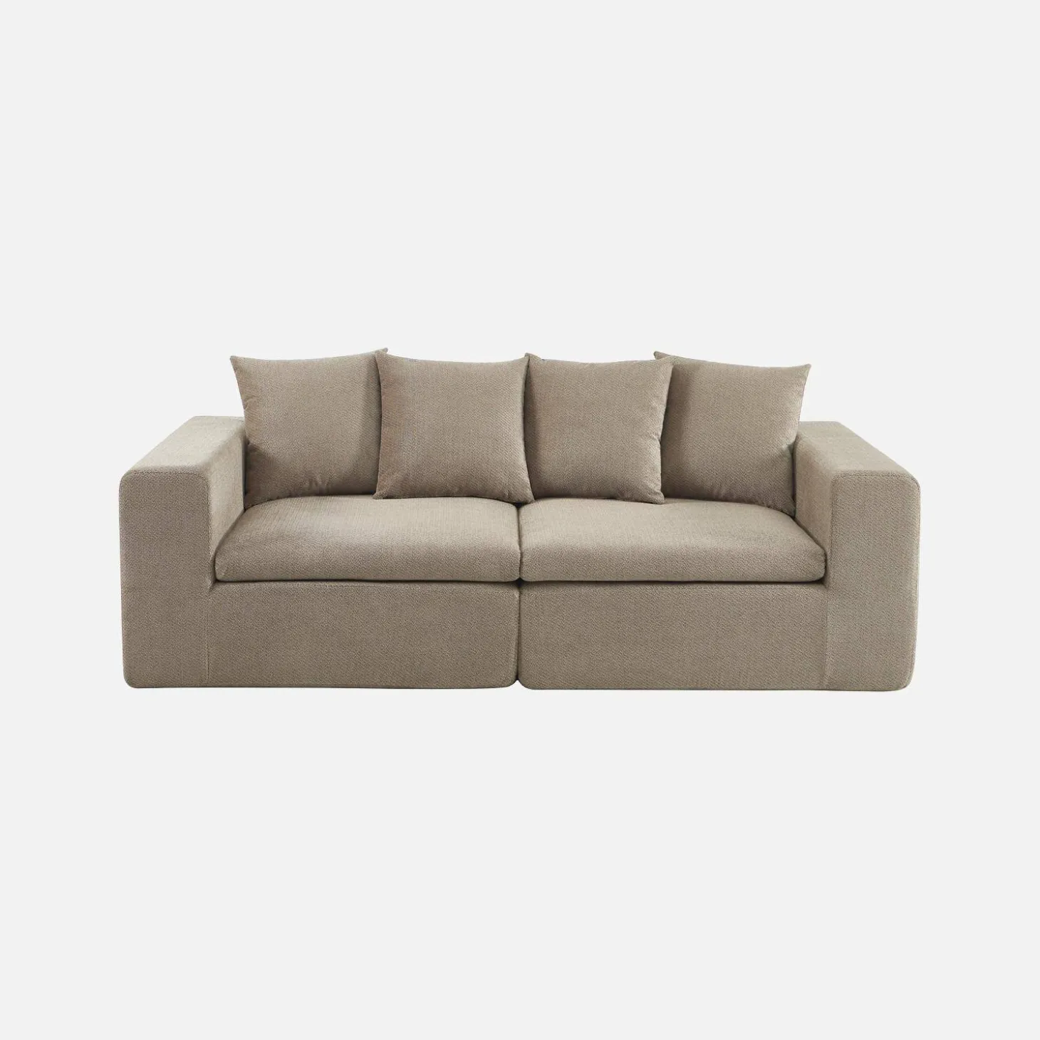 Modulaire bank van chenille stof met 3 zitplaatsen