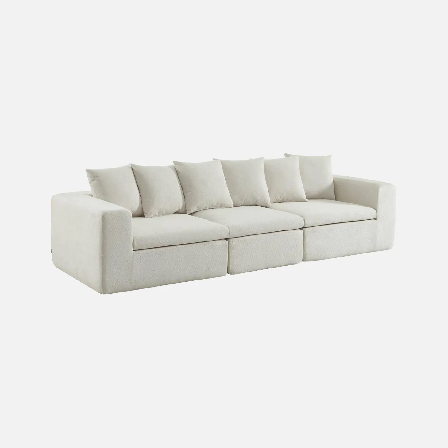 Modulaire bank van chenille stof met 4 zitplaatsen