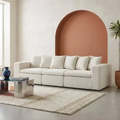 Modulaire bank van chenille stof met 4 zitplaatsen