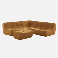 Modulaire fauteuils 5-zits hoekbank met voetenbankje boucléstof