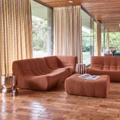 Modulaire fauteuils 5-zits hoekbank met voetenbankje boucléstof