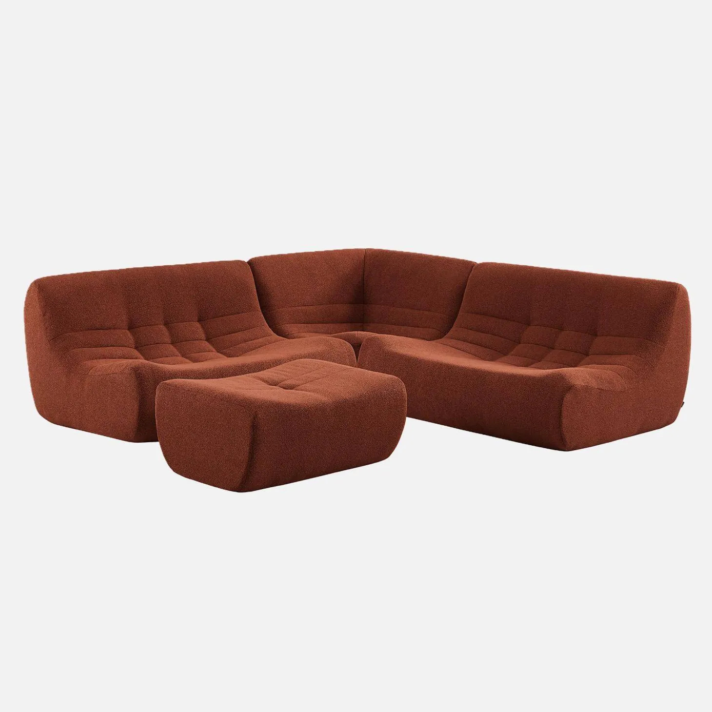Modulaire fauteuils 5-zits hoekbank met voetenbankje boucléstof