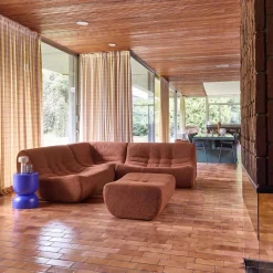 Modulaire fauteuils 5-zits hoekbank met voetenbankje boucléstof