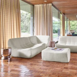 Modulaire fauteuils 5-zits hoekbank met voetenbankje boucléstof