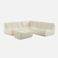 Modulaire fauteuils 5-zits hoekbank met voetenbankje boucléstof