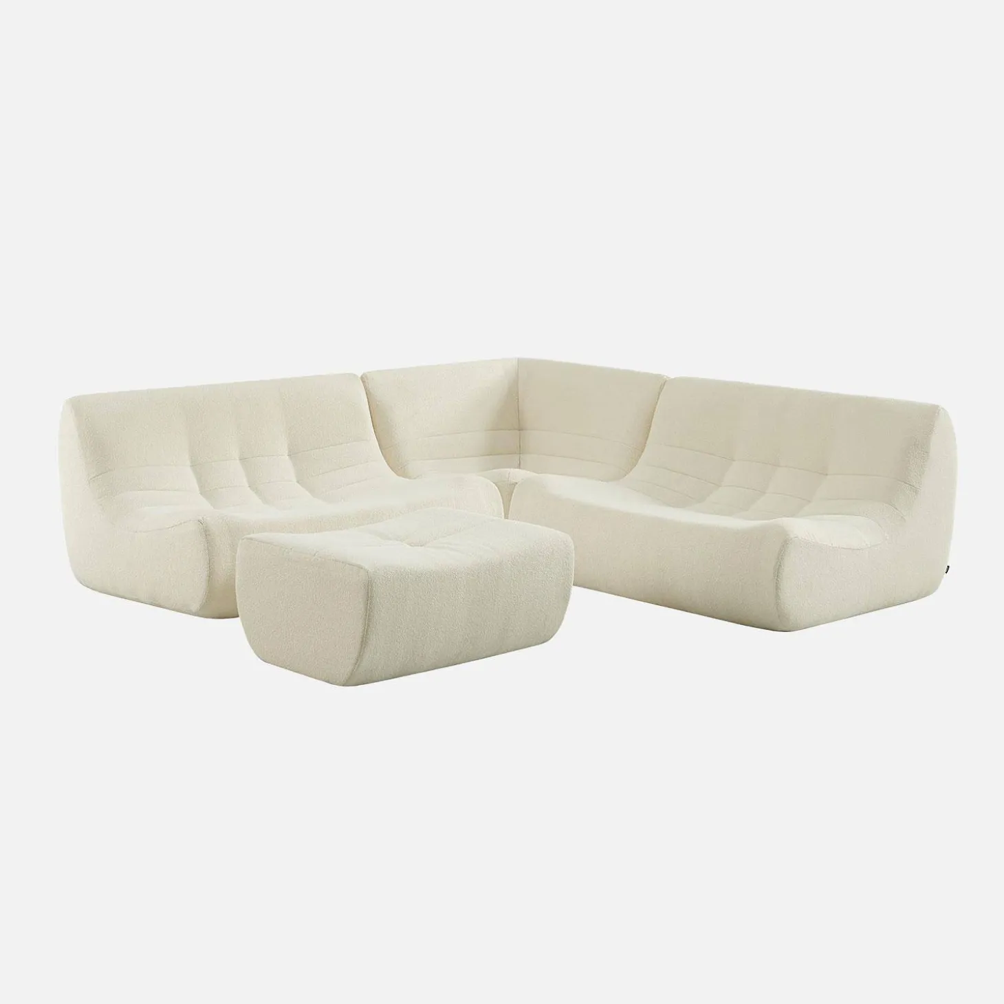 Modulaire fauteuils 5-zits hoekbank met voetenbankje boucléstof