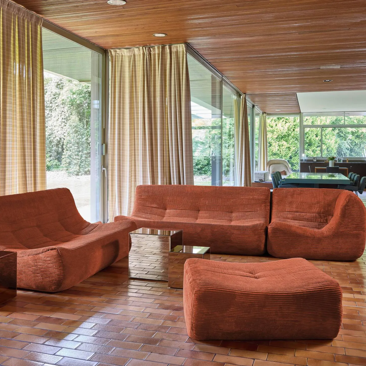Modulaire fauteuils 7-zits hoekbank met voetenbankje corduroy