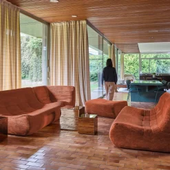 Modulaire fauteuils 7-zits hoekbank met voetenbankje corduroy