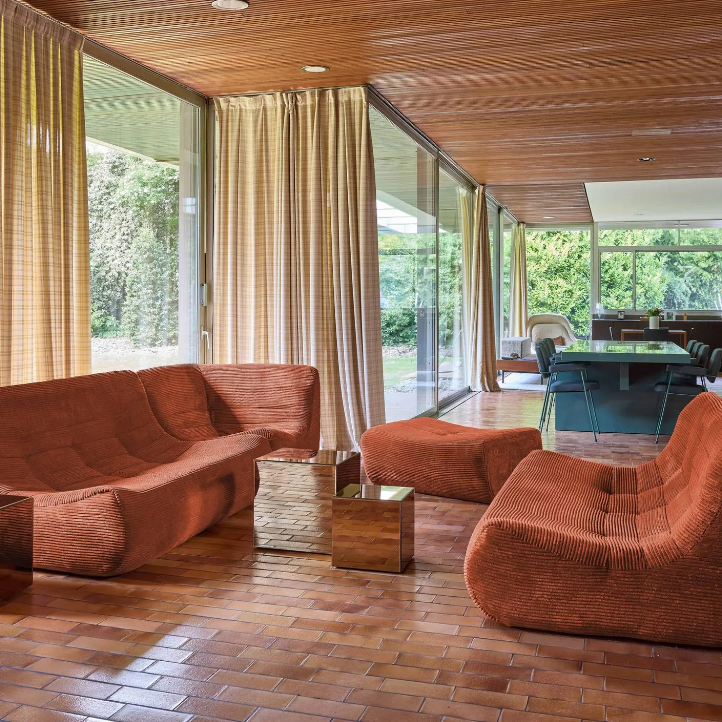 Modulaire fauteuils 7-zits hoekbank met voetenbankje corduroy