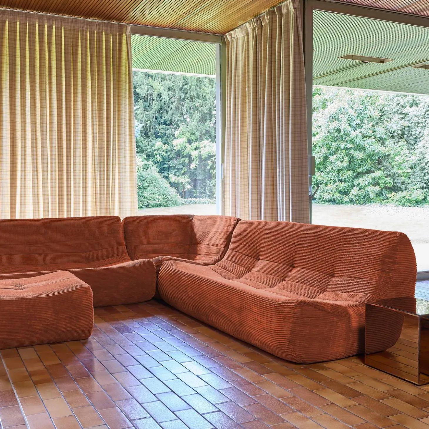 Modulaire fauteuils 7-zits hoekbank met voetenbankje corduroy