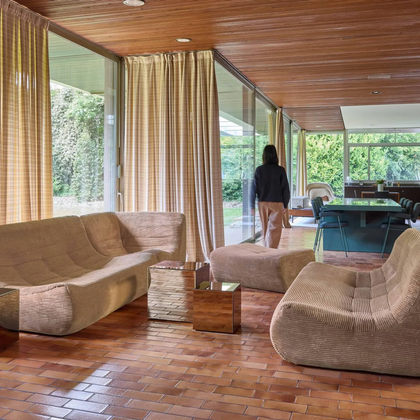 Modulaire fauteuils 7-zits hoekbank met voetenbankje corduroy