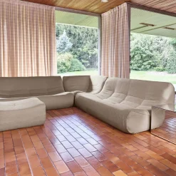 Modulaire fauteuils 7-zits hoekbank met voetenbankje boucléstof