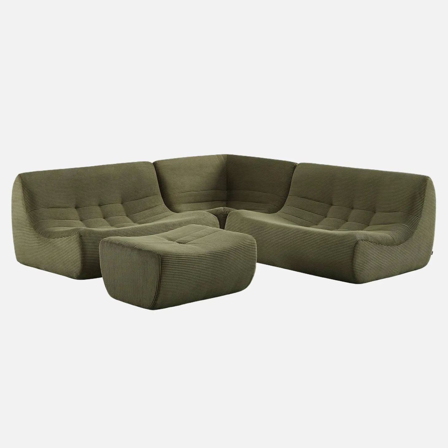 Modulaire fauteuils 5-zits hoekbank met voetenbankje corduroy