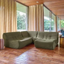 Modulaire fauteuils 5-zits hoekbank met voetenbankje corduroy