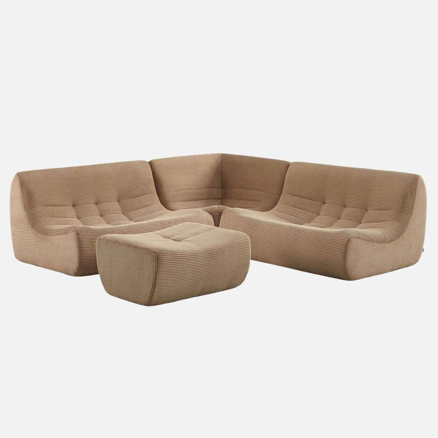 Modulaire fauteuils 5-zits hoekbank met voetenbankje corduroy