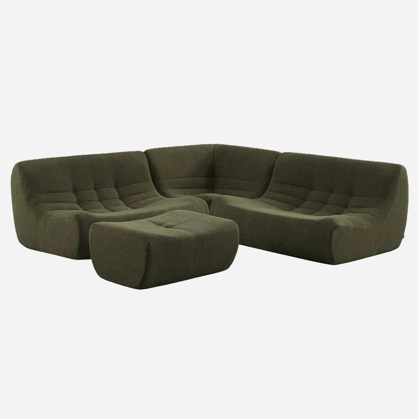 Modulaire fauteuils 5-zits hoekbank met voetenbankje boucléstof