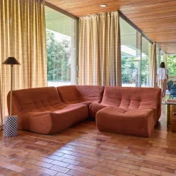 Modulaire fauteuils 5-zits hoekbank met voetenbankje corduroy