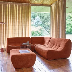 Modulaire fauteuils 5-zits hoekbank met voetenbankje corduroy